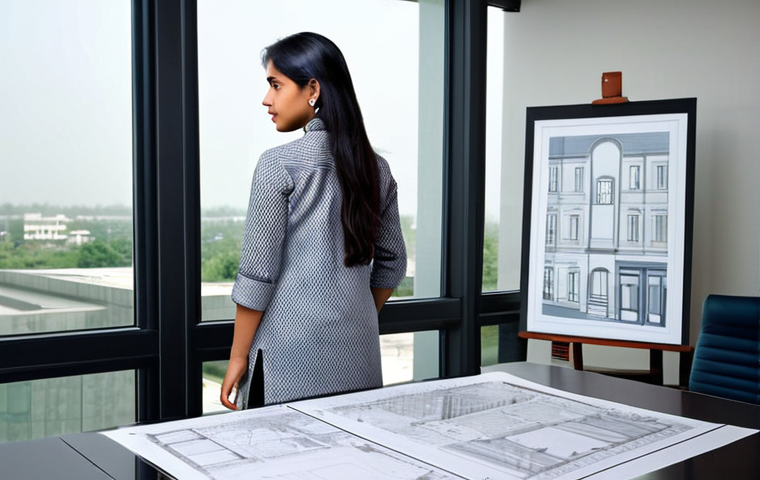 **

"A professional South Asian female architect in a fully clothed, modest salwar kameez, standing in a modern architectural office, reviewing blueprints, safe for work, appropriate content, perfect anatomy, natural proportions, professional photography, high quality."

**